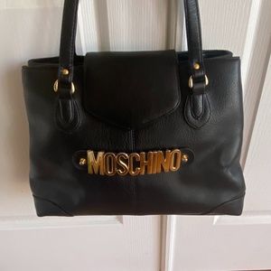 Authentic  black MOSCHINO designer leather tote or large handbag